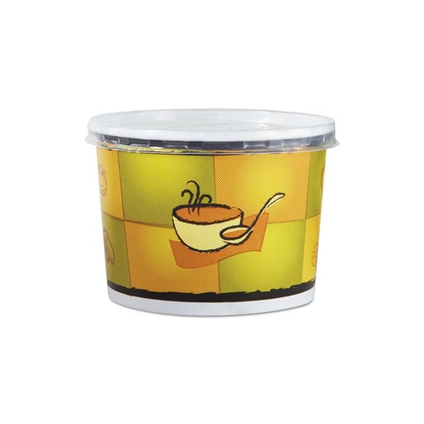 Huhtamaki Chinet, Streetside Squat Paper Food Container W/ Lid, Streetside Design, 250PK 70412 - main